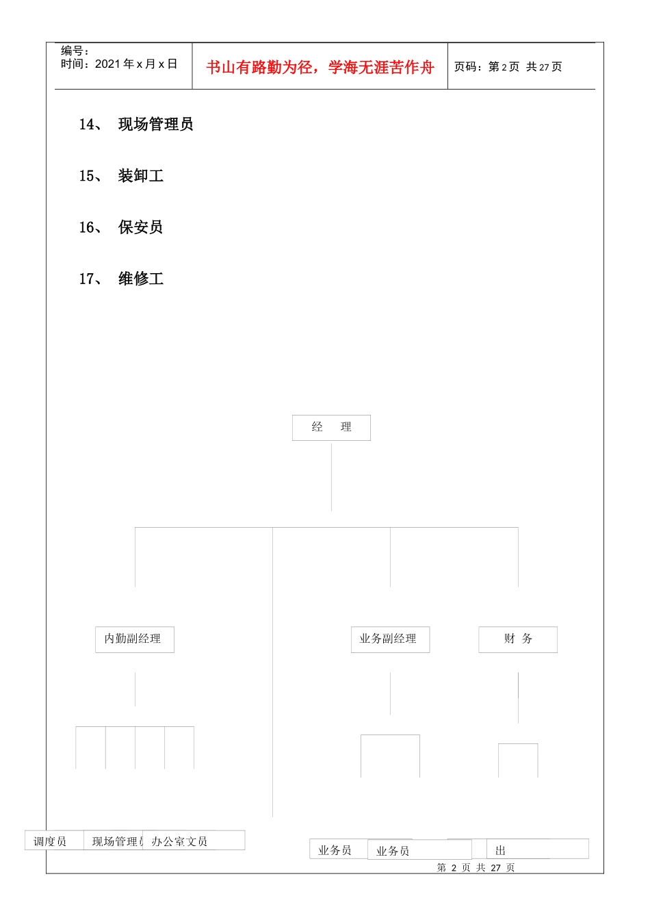 物流有限公司全套职务说明书_第3页