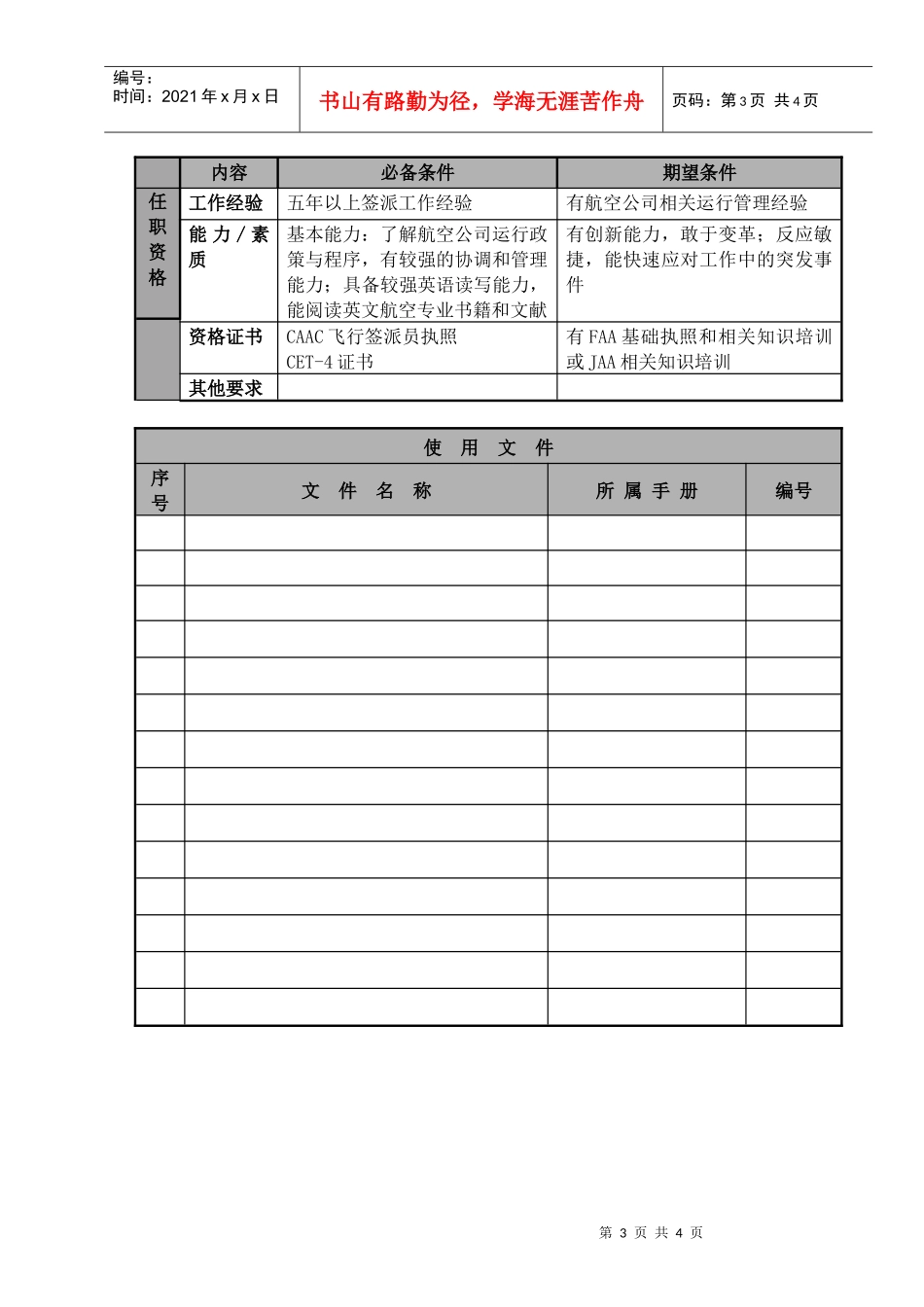 物流公司签派分部副经理职位说明书及关键绩效标准_第3页