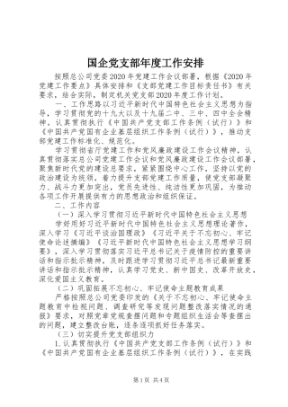 国企党支部年度工作安排