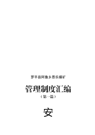 煤矿管理制度汇编--安全生产责任制