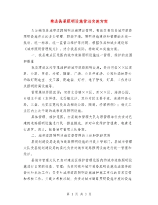 街道照明设施管治实施方案