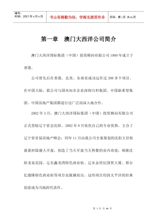 澳门大西洋丽都商厦策划报告