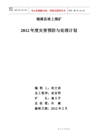 煤矿年度灾害预防与处理计划