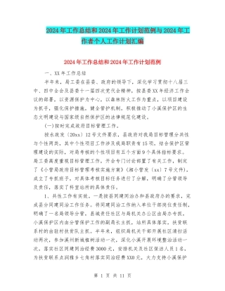 2024年工作总结和2024年工作计划范例与2024年工作者个人工作计划汇编