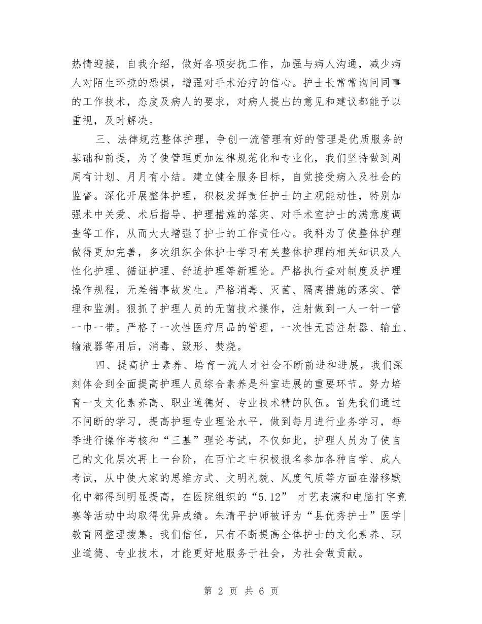 2024年度手术室护理个人工作总结与2024年度打非治违工作小结范文汇编_第2页