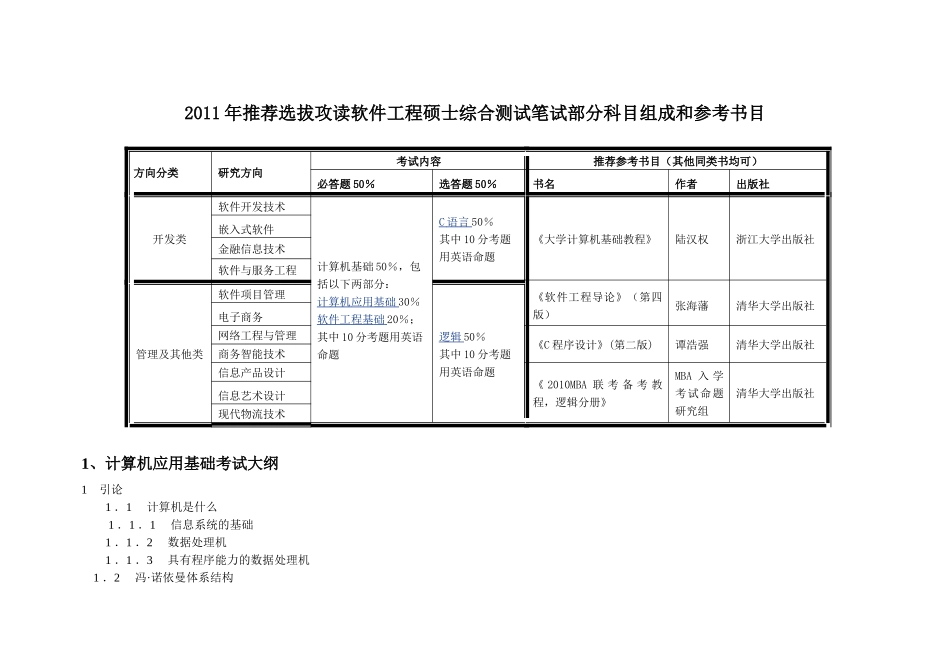 浙江大学XXXX年推荐选拔综合测试笔试科目及考试大纲_第1页
