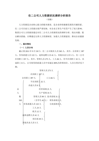 某某公司人力资源状况调研分析报告