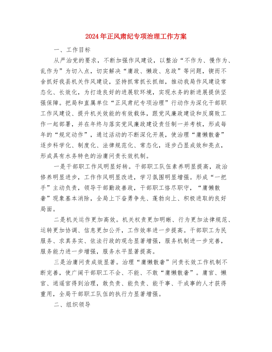 2024年歌咏、体操比赛闭幕式讲话稿与2024年正风肃纪专项治理工作方案汇编_第3页