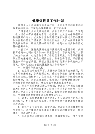健康促进县工作计划