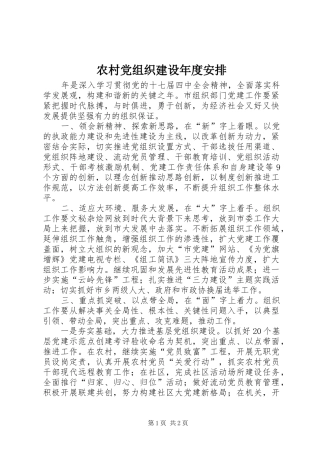 农村党组织建设年度安排