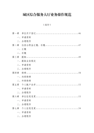 城区综合服务大厅业务操作规范(试行)