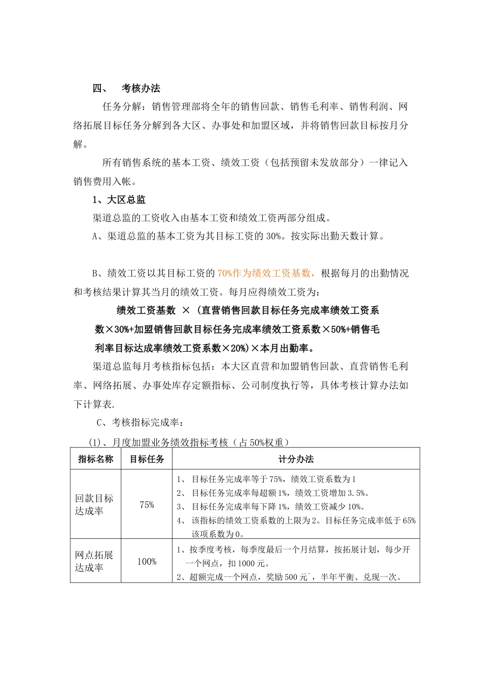 富安娜06年销售系统人员考核激励方案_第3页