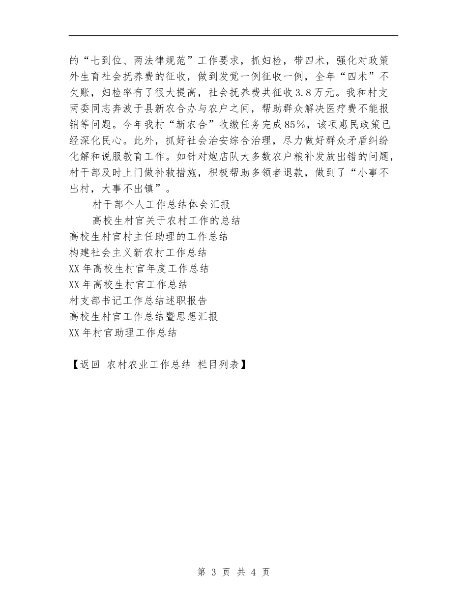 村干部个人工作总结体会汇报_第3页