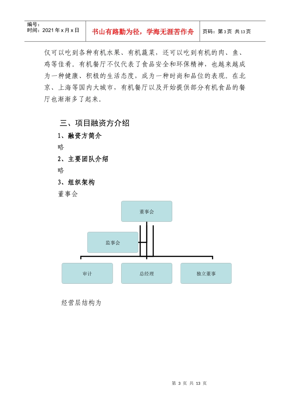 源生态绿色概念食品餐饮连锁店商业计划书_第3页