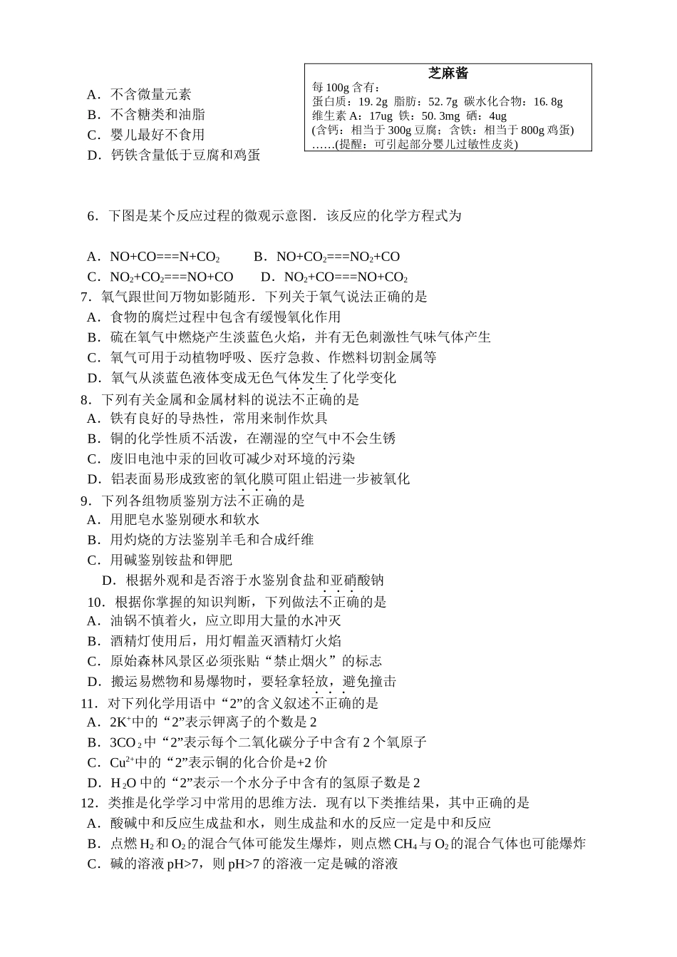常熟市年度初三化学调研测试试卷_第3页