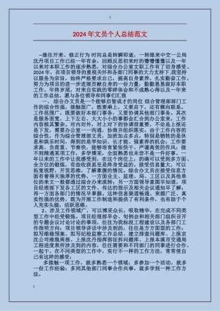 2017年文员个人总结范文