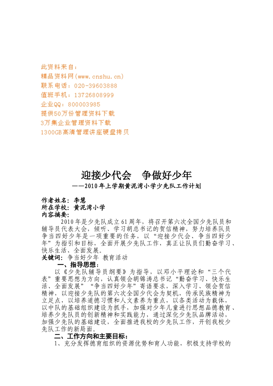 某某小学少先队工作计划_第1页