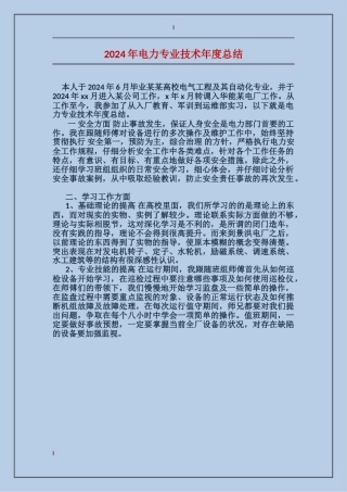 2017年电力专业技术年度总结
