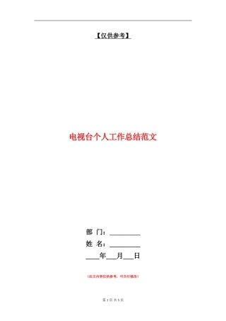 电视台个人工作总结