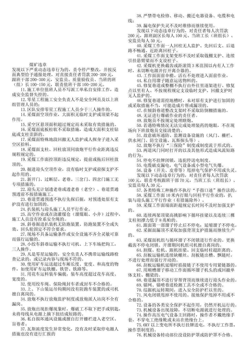 现代煤矿违章处罚条例_第1页