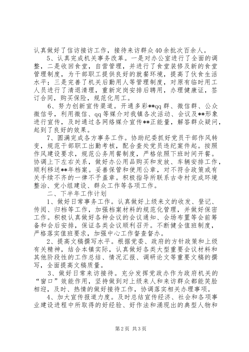 党政办半年工作总结及下半年工作计划_第2页