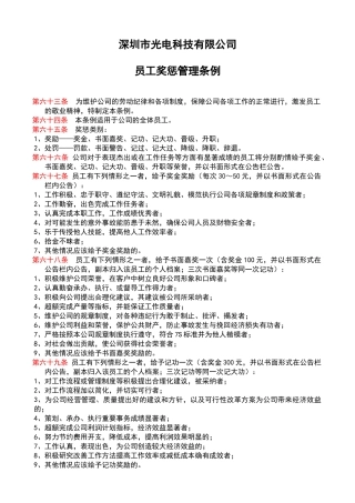 深圳光电科技有限公司员工奖惩条例(最新最精典)