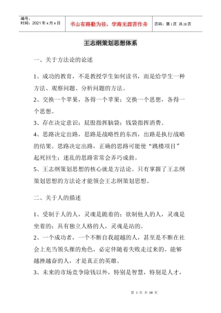 王志纲策划思想体系