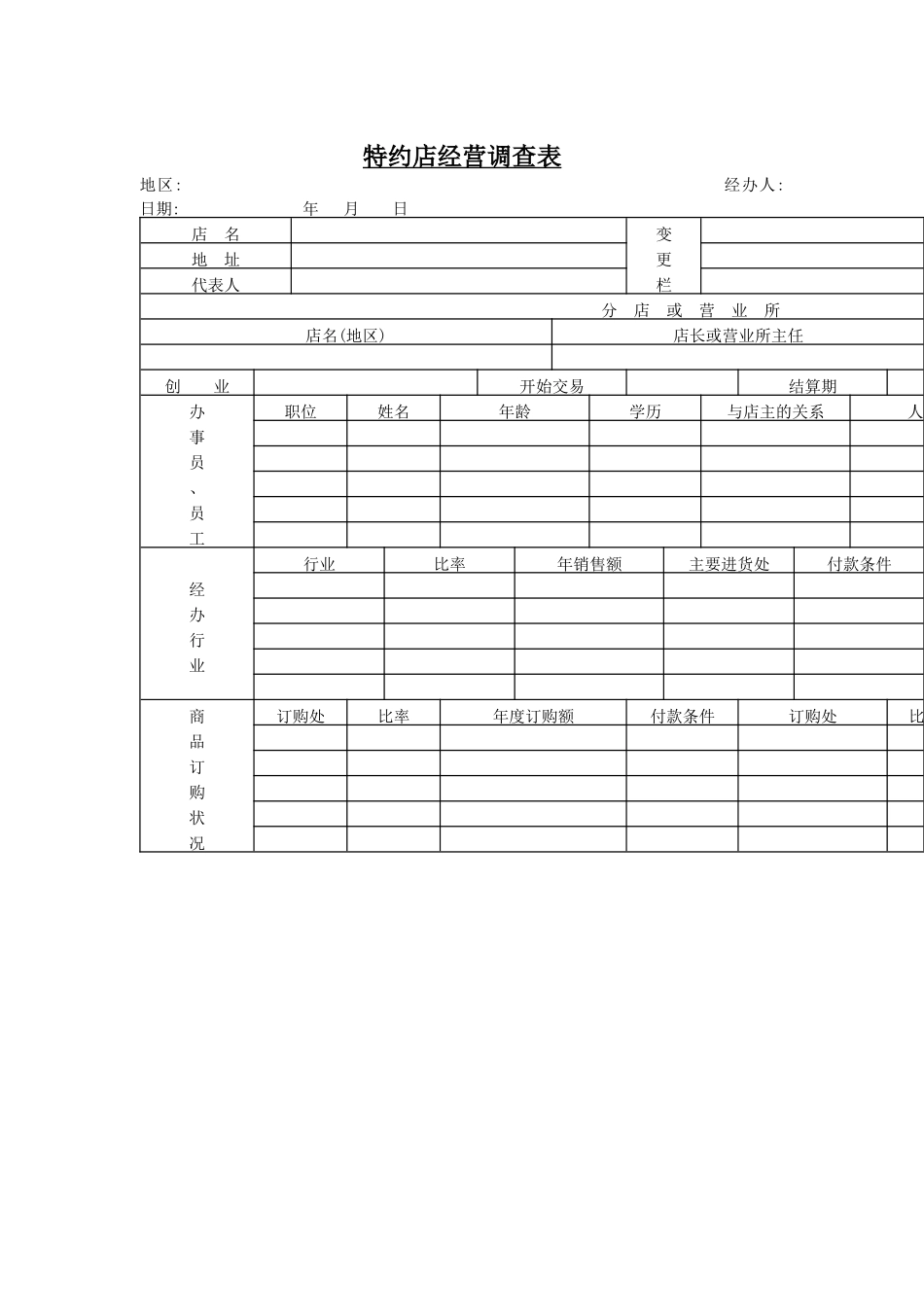 特约店经营调查表(1)_第1页