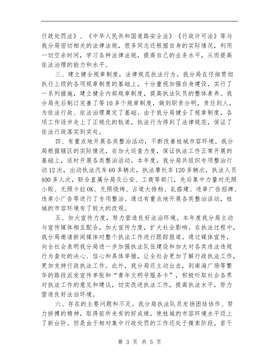 行政执法分局2024年度依法治理工作总结【最新版】_第3页
