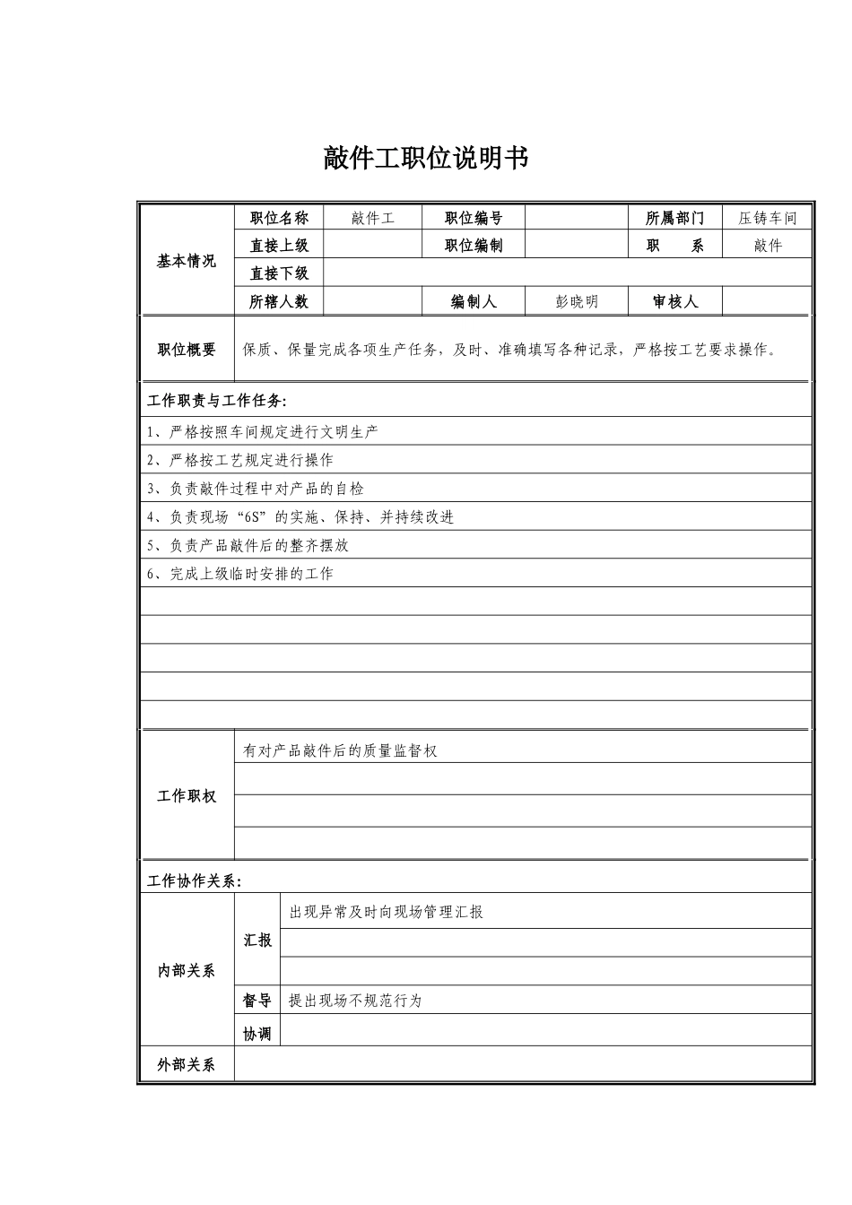 敲件工岗位职责说明_第1页