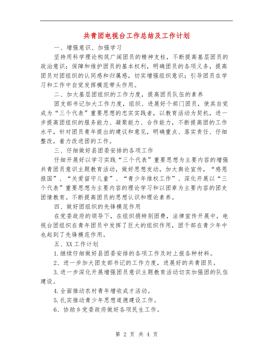 共青团电视台工作总结及工作计划【新版】_第2页