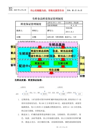 生鲜食品鲜度保证管理制度
