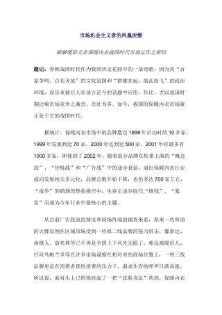 个品牌内衣的营销方案案例解析个