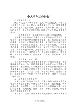 个人明年工作计划