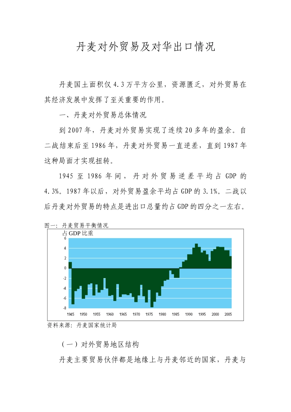 丹麦对外贸易及对华出口情况_第1页