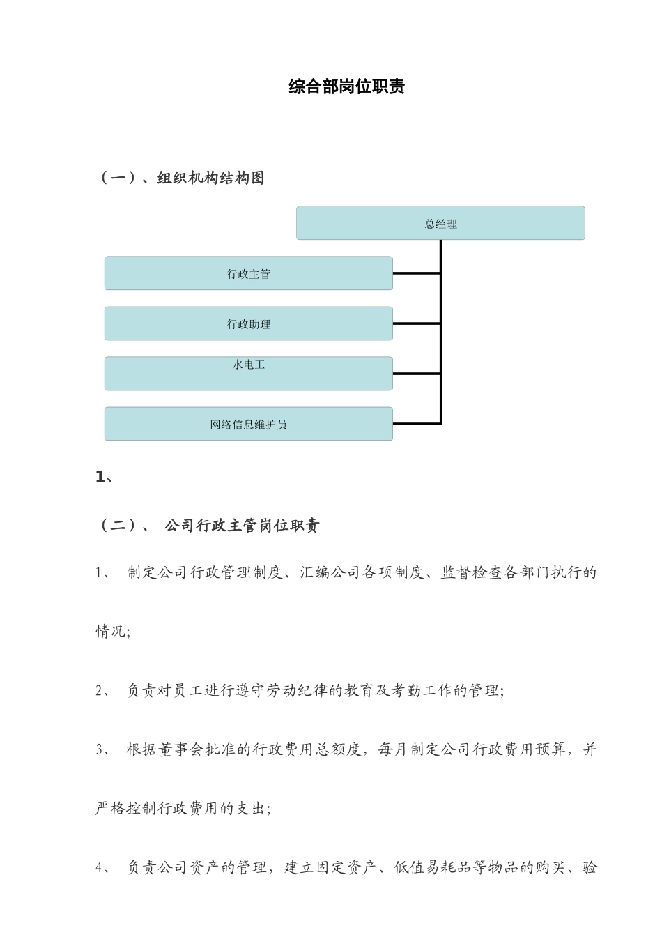 综合部岗位职责_第1页