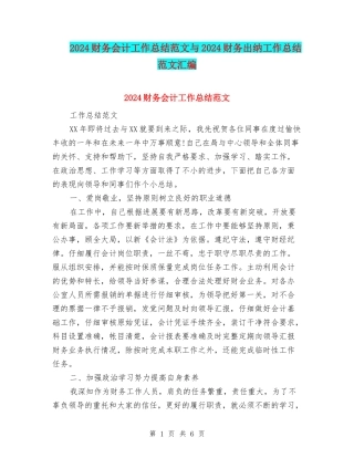 2024财务会计工作总结范文与2024财务出纳工作总结范文汇编