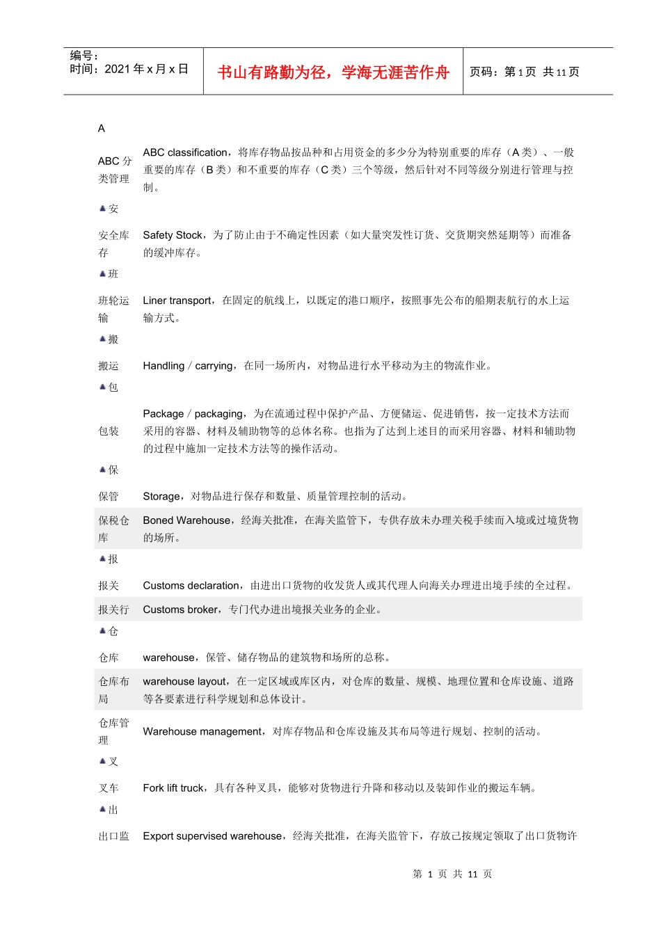 物流英语144个词汇_第1页