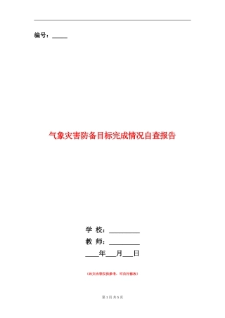 气象灾害防御目标完成情况自查报告
