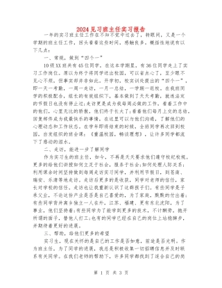 2024见习班主任实习报告
