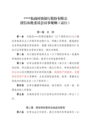 授信审批委员会议事规则(总行)10