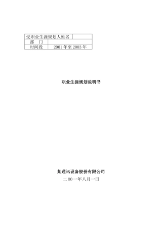 某通讯设备股份公司职业生涯规划说明书