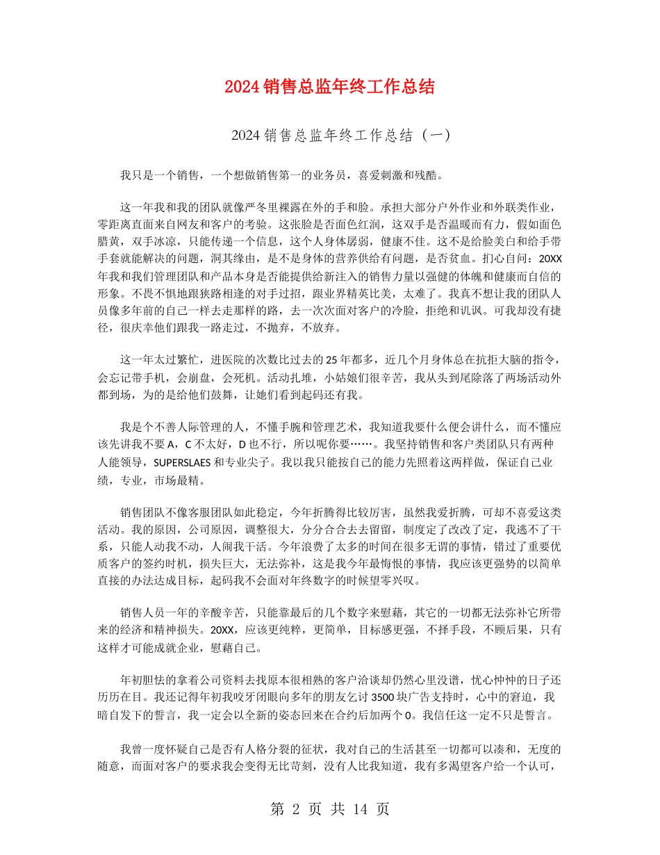 2024销售总监年终工作总结_第2页