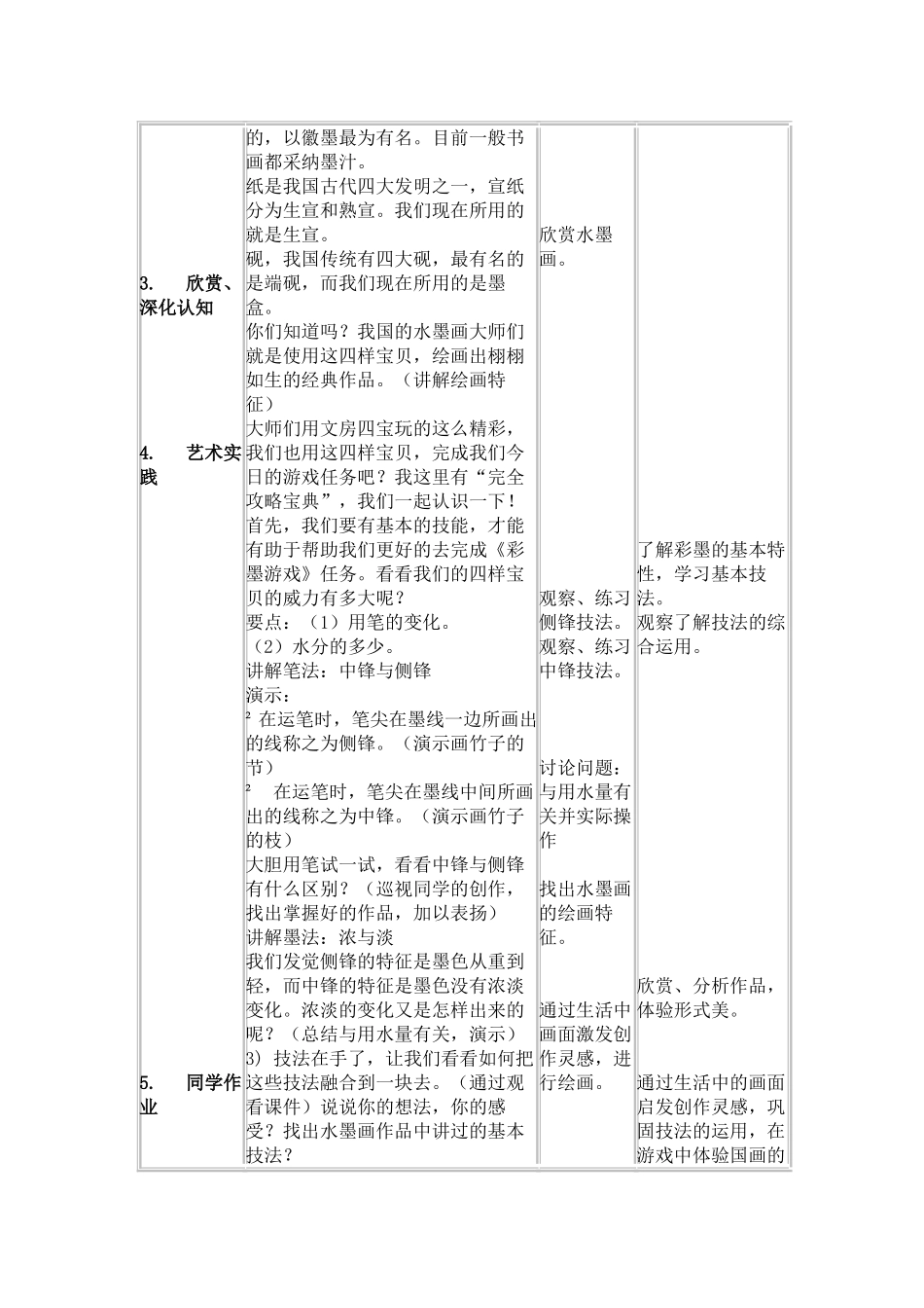 2024-2024年人美版美术三上《彩墨游戏》表格式标准教案_第2页