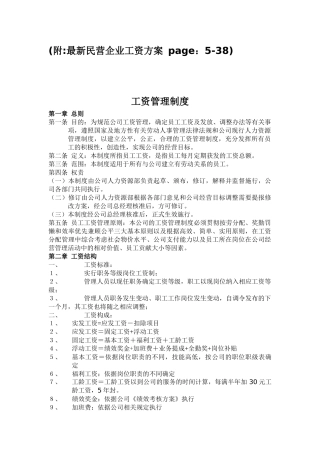 最新民营企业工资方案