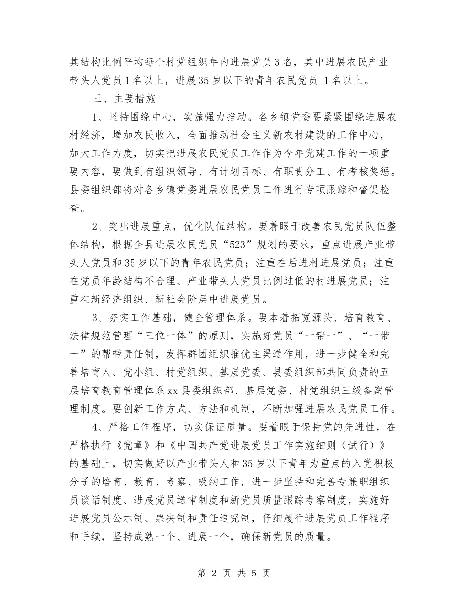 2024年发展农民党员工作计划范文与2024年发电运行工作计划汇编_第2页