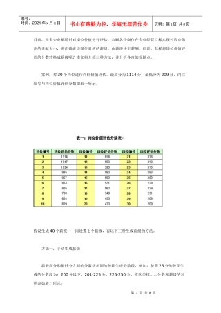 由岗位价值评估分数得到薪级的三种方法及优缺点对比