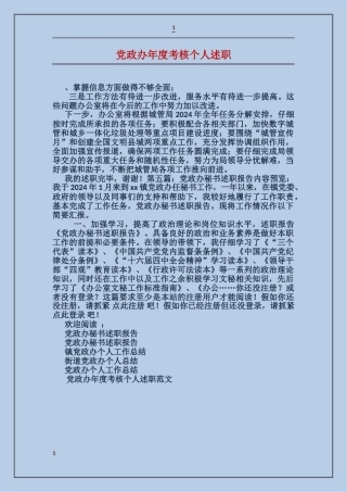 党政办年度考核个人述职
