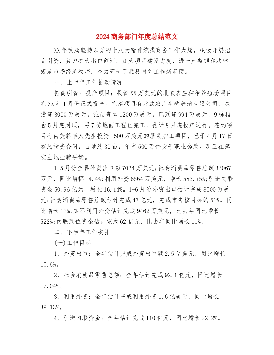 2024商务部年终总结与2024商务部门年度总结范文汇编_第3页