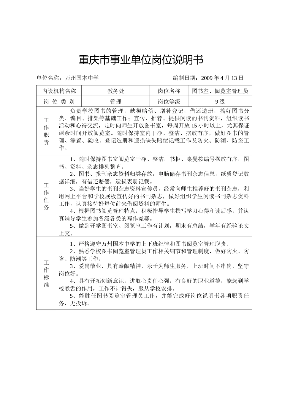 重庆市事业单位岗位说明书(2)_第2页